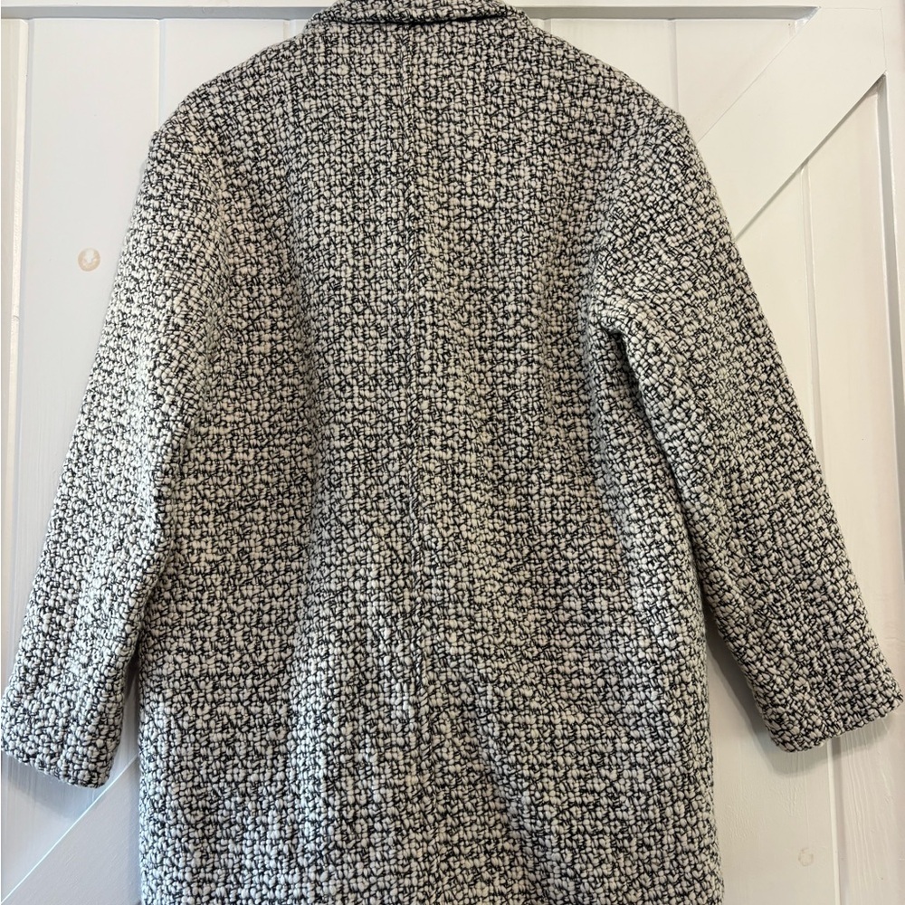 Abercrombie & Fitch Wool Blend Boucle Coat Black White Textured Jacket Medium - Picture 4 of 9